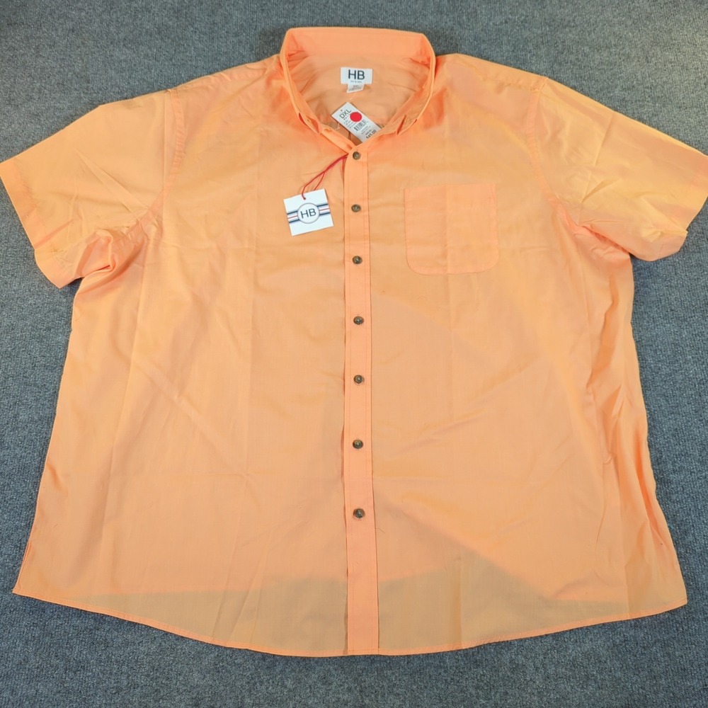 New Harbor Bay DXL Men 3XL Orange Short Sleeve Button Down Shirt Easy Care #2575